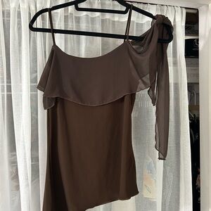 ✨2 for $20✨ Brown Asymmetrical Ruffled Blouse